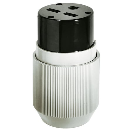 Bryant Straight Blade Connector, 6-30R, 30 A, 250V AC, 2 Pole, 3 Wire, Screw Terminals, Gray 9630NC